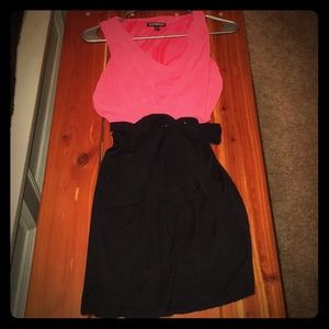 Pink/black mid thigh dress